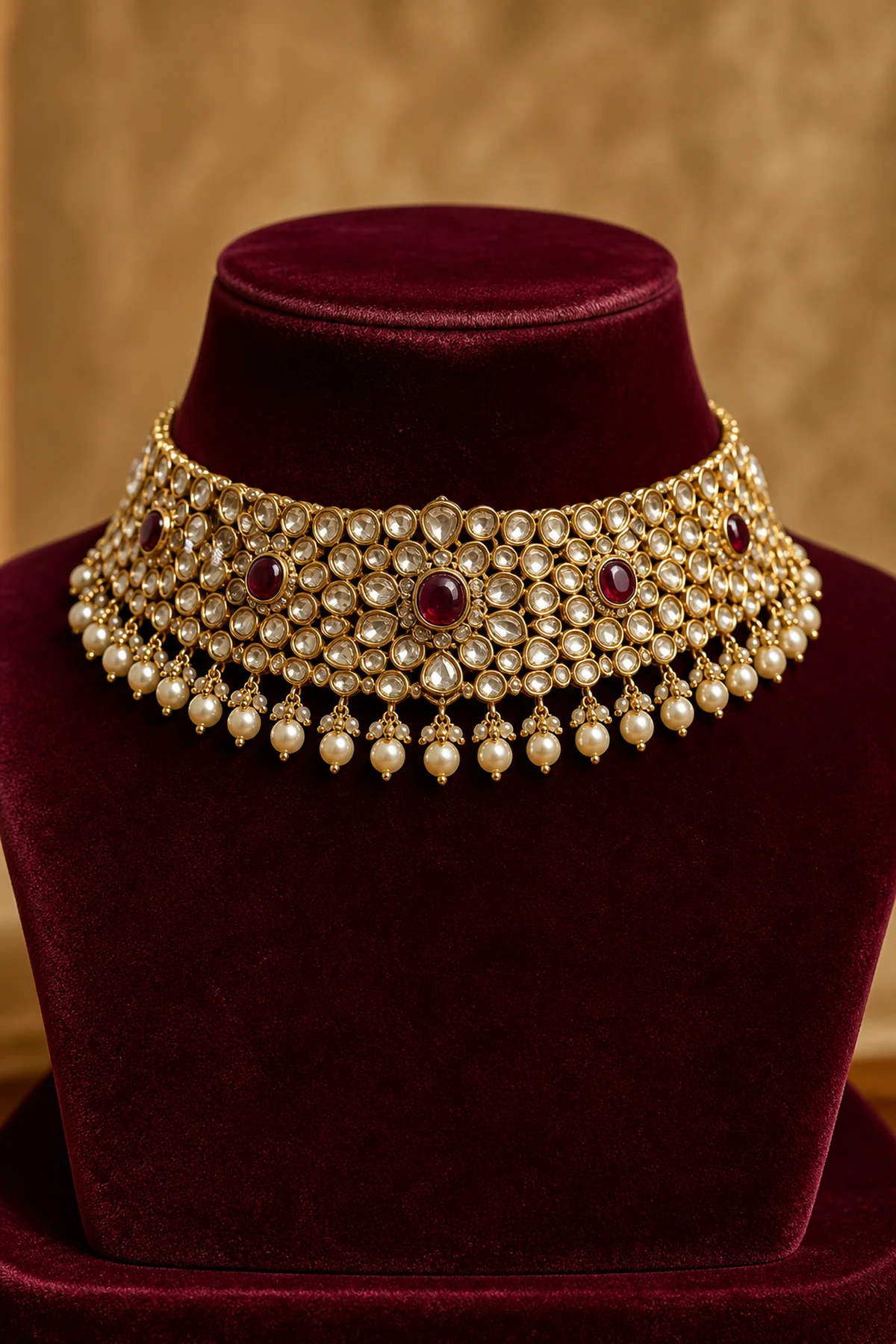 Ruby and kundan bridal choker